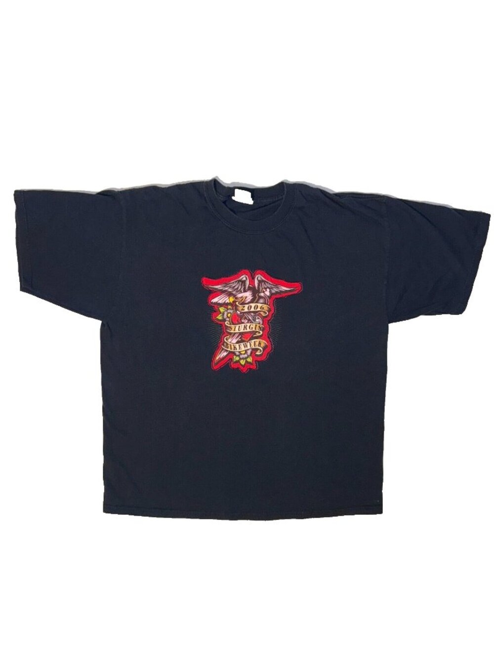 Sturgis Bald Eagle Dagger Bike Week 2006 South Dakota Black Tshirt - XL